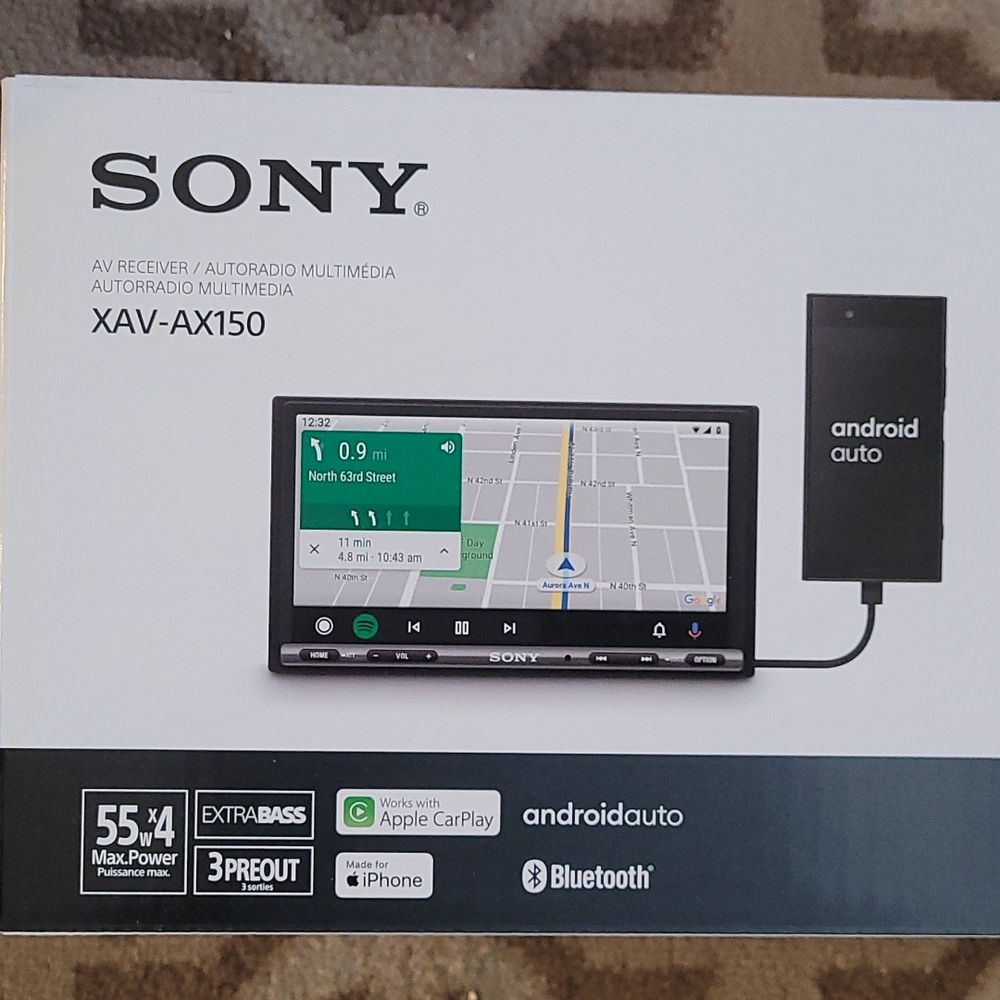 Sony Android Auto XAV-AX150, BRAND NEW, works with Apple car play, Bluetooth
